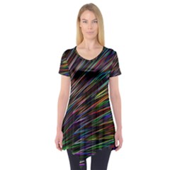 Texture Colorful Abstract Pattern Short Sleeve Tunic  by Amaryn4rt