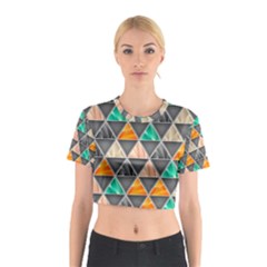 Abstract Geometric Triangle Shape Cotton Crop Top by Amaryn4rt