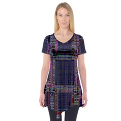 Technology Circuit Board Layout Pattern Short Sleeve Tunic  by Amaryn4rt