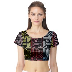 Circuit Board Seamless Patterns Set Short Sleeve Crop Top (tight Fit) by Amaryn4rt