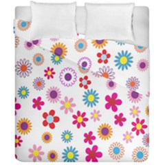 Colorful Floral Flowers Pattern Duvet Cover Double Side (california King Size) by Simbadda