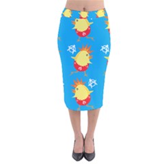 Easter Chick Velvet Midi Pencil Skirt by boho