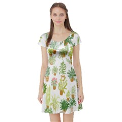 Flowers Pattern Short Sleeve Skater Dress by Simbadda