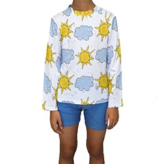 Sunshine Tech White Kids  Long Sleeve Swimwear by Simbadda