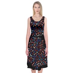 America Usa Map Stars Vector  Midi Sleeveless Dress by Simbadda