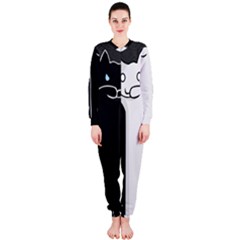 Texture Cats Black White Onepiece Jumpsuit (ladies)  by Simbadda