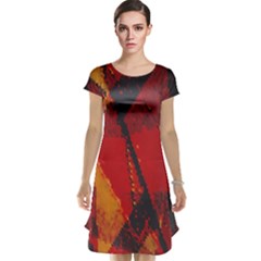 Surface Line Pattern Red Cap Sleeve Nightdress by Simbadda