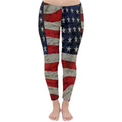 Vintage American Flag Classic Winter Leggings by Valentinaart