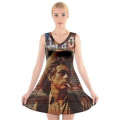 James Dean   V-neck Sleeveless Skater Dress by Valentinaart