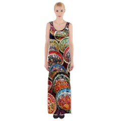 Art Background Bowl Ceramic Color Maxi Thigh Split Dress by Simbadda