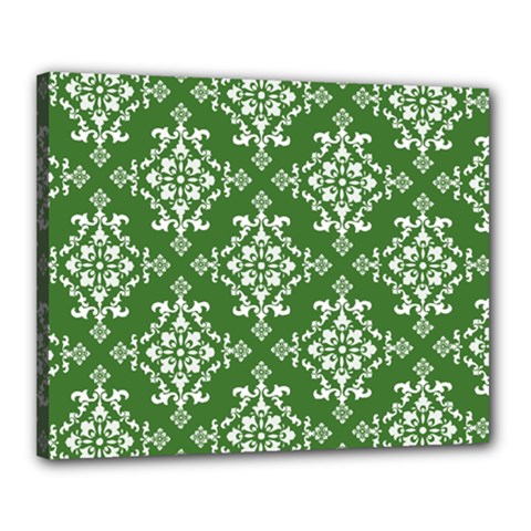 St Patrick S Day Damask Vintage Green Background Pattern Canvas 20  X 16  by Simbadda