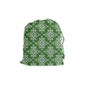 St Patrick S Day Damask Vintage Green Background Pattern Drawstring Pouches (Medium)  View1