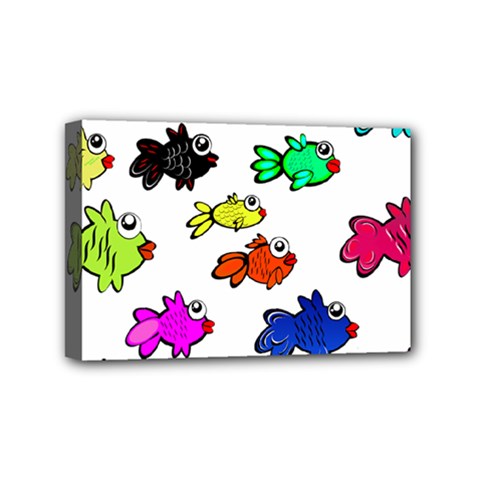 Fishes Marine Life Swimming Water Mini Canvas 6  X 4  by Simbadda