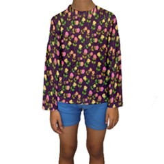 Flowers Roses Floral Flowery Kids  Long Sleeve Swimwear by Simbadda