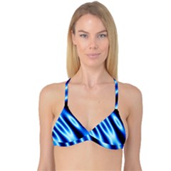 Grunge Blue White Pattern Background Reversible Tri Bikini Top by Simbadda