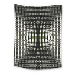 Interwoven Grid Pattern In Green Medium Tapestry by Simbadda