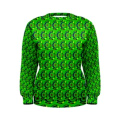 Green Abstract Art Circles Swirls Stars Women s Sweatshirt by Simbadda