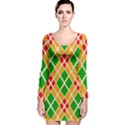 Colorful Color Pattern Diamonds Long Sleeve Velvet Bodycon Dress View1