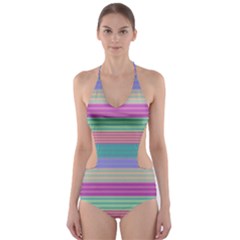 Backgrounds Pattern Lines Wall Cut-out One Piece Swimsuit by Simbadda