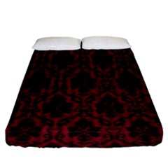 Elegant Black And Red Damask Antique Vintage Victorian Lace Style Fitted Sheet (king Size) by yoursparklingshop