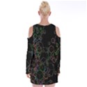 Boxs Black Background Pattern Velvet Long Sleeve Shoulder Cutout Dress View2