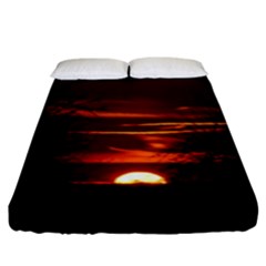 Sunset Sun Fireball Setting Sun Fitted Sheet (king Size) by Simbadda