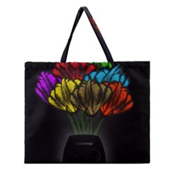 Flowers Painting Still Life Plant Zipper Large Tote Bag by Simbadda