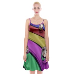 Balloons Colorful Rainbow Metal Spaghetti Strap Velvet Dress by Simbadda