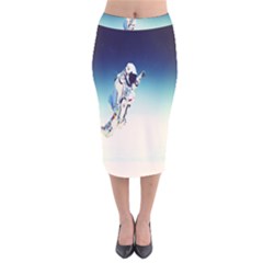 Astronaut Velvet Midi Pencil Skirt by Simbadda