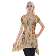 Patterns Flowers Petals Shape Background Short Sleeve Side Drop Tunic by Simbadda