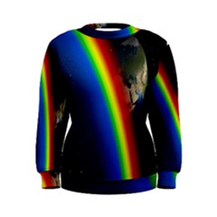 Rainbow Earth Outer Space Fantasy Carmen Image Women s Sweatshirt by Simbadda