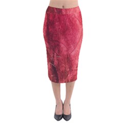 Red Background Texture Velvet Midi Pencil Skirt by Simbadda