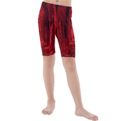 Tunnel Red Black Light Kids  Mid Length Swim Shorts by Simbadda