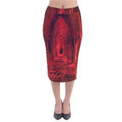 Tunnel Red Black Light Velvet Midi Pencil Skirt by Simbadda