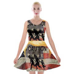 Caution Velvet Skater Dress by Valentinaart