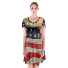 American President Short Sleeve V-neck Flare Dress by Valentinaart