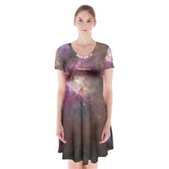 Orion Nebula Short Sleeve V-neck Flare Dress by SpaceShop