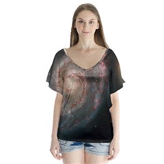 Whirlpool Galaxy And Companion Flutter Sleeve Top by SpaceShop