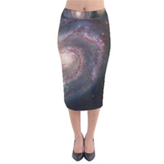 Whirlpool Galaxy And Companion Velvet Midi Pencil Skirt by SpaceShop