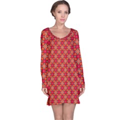 Abstract Seamless Floral Pattern Long Sleeve Nightdress by Simbadda