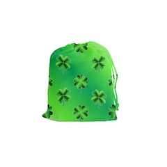 Shamrock Green Pattern Design Drawstring Pouches (small)  by Simbadda