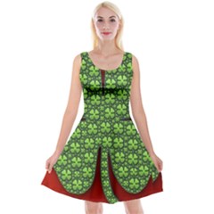 Shamrock Irish Ireland Clover Day Reversible Velvet Sleeveless Dress by Simbadda