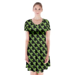 St Patrick S Day Background Short Sleeve V-neck Flare Dress by Simbadda