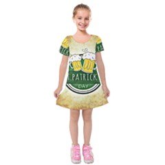 Irish St Patrick S Day Ireland Beer Kids  Short Sleeve Velvet Dress by Simbadda