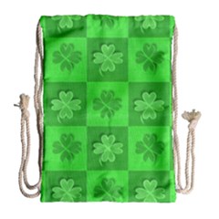 Fabric Shamrocks Clovers Drawstring Bag (large) by Simbadda