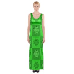 Fabric Shamrocks Clovers Maxi Thigh Split Dress by Simbadda