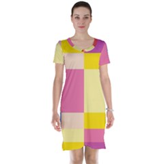 Colorful Squares Background Short Sleeve Nightdress by Simbadda