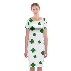 St  Patrick s Clover Pattern Classic Short Sleeve Midi Dress by Valentinaart