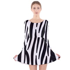 Seamless Zebra A Completely Zebra Skin Background Pattern Long Sleeve Velvet Skater Dress by Amaryn4rt