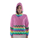 Easter Chevron Pattern Stripes Hooded Wind Breaker (Women) View1